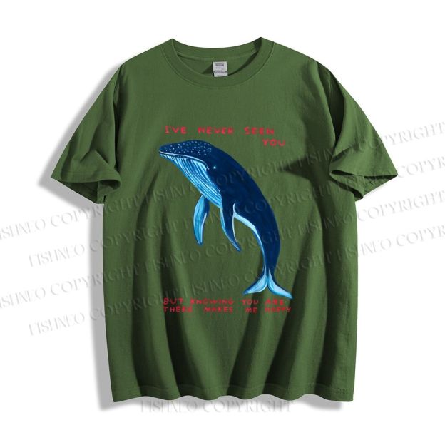 Unisex Classic Cotton I've Never Seen You Whale Printed T-shirt