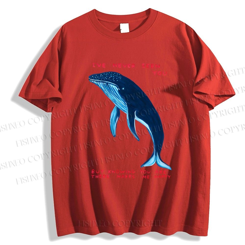 Unisex Classic Cotton I've Never Seen You Whale Printed T-shirt