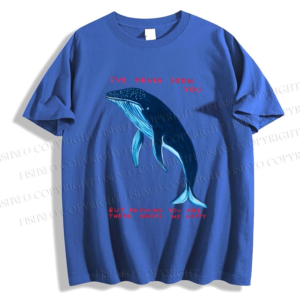 Unisex Classic Cotton I've Never Seen You Whale Printed T-shirt