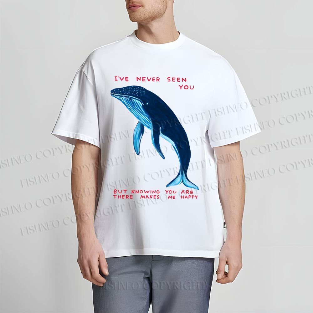 Unisex Classic Cotton I've Never Seen You Whale Printed T-shirt