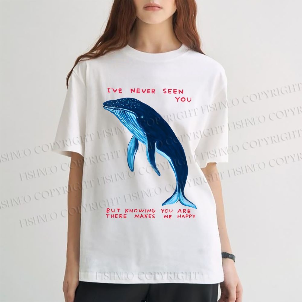 Unisex Classic Cotton I've Never Seen You Whale Printed T-shirt