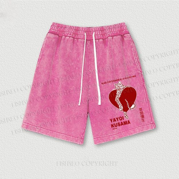 Yayoi Kusama Panther With Heart Washed Vintage Shorts