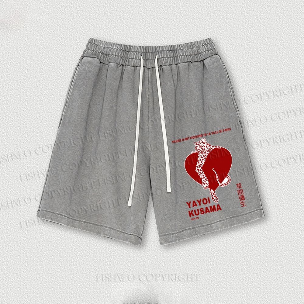 Yayoi Kusama Panther With Heart Washed Vintage Shorts