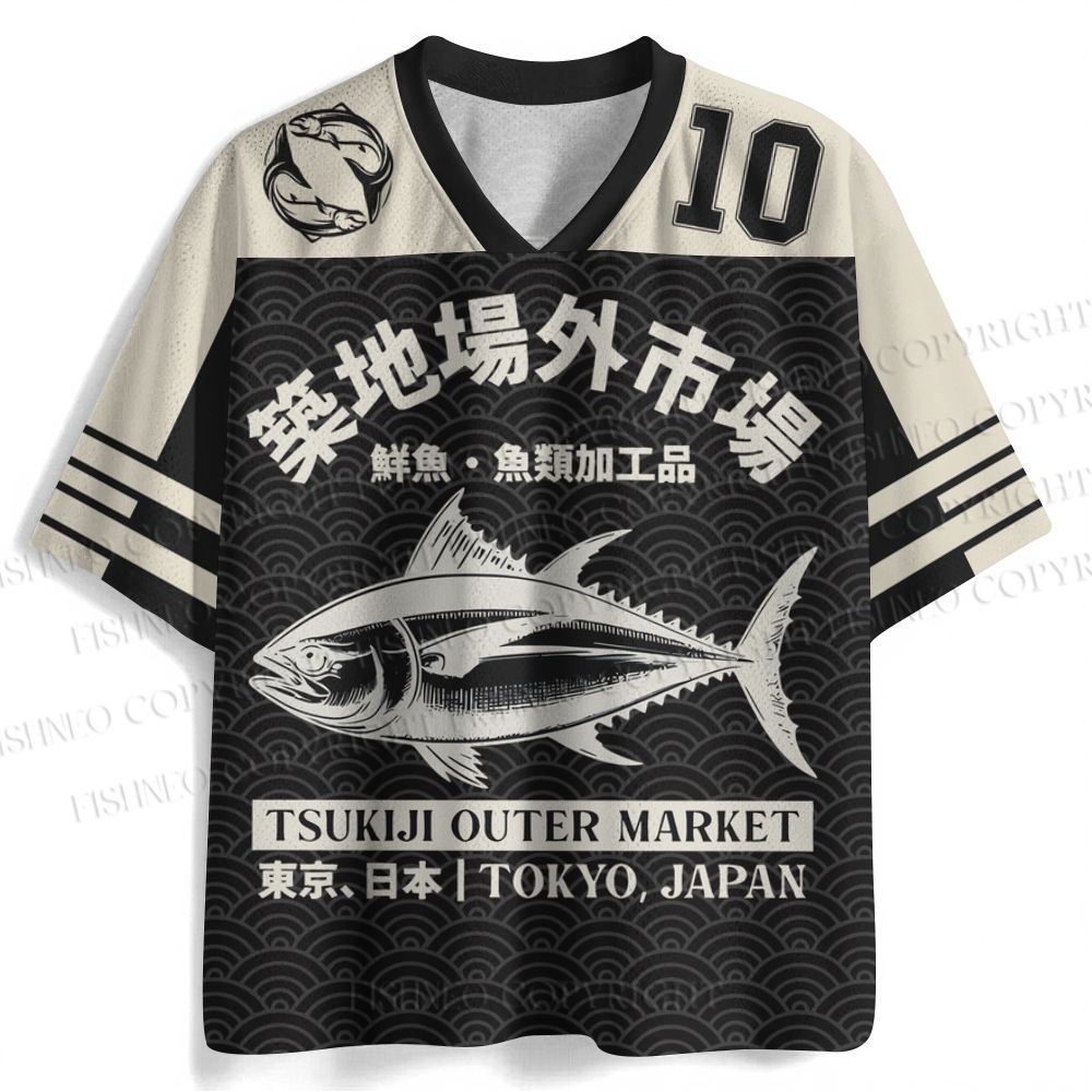 Japan Tsukiji Fish Market Printed Jersey Shirts