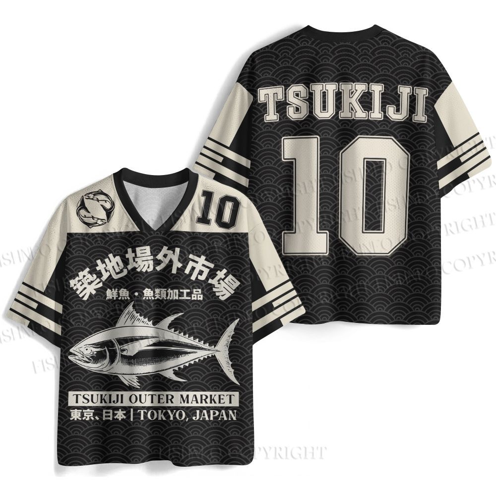 Japan Tsukiji Fish Market Printed Jersey Shirts