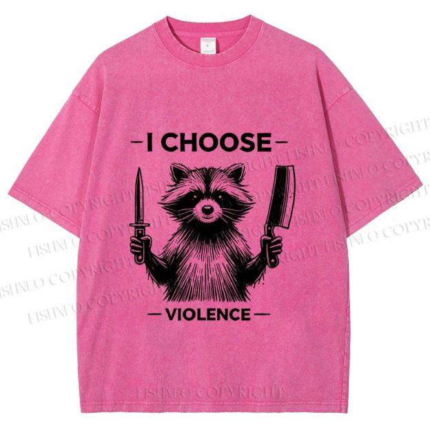 Unisex I Choose Violence Raccoon Printed Washed Tee