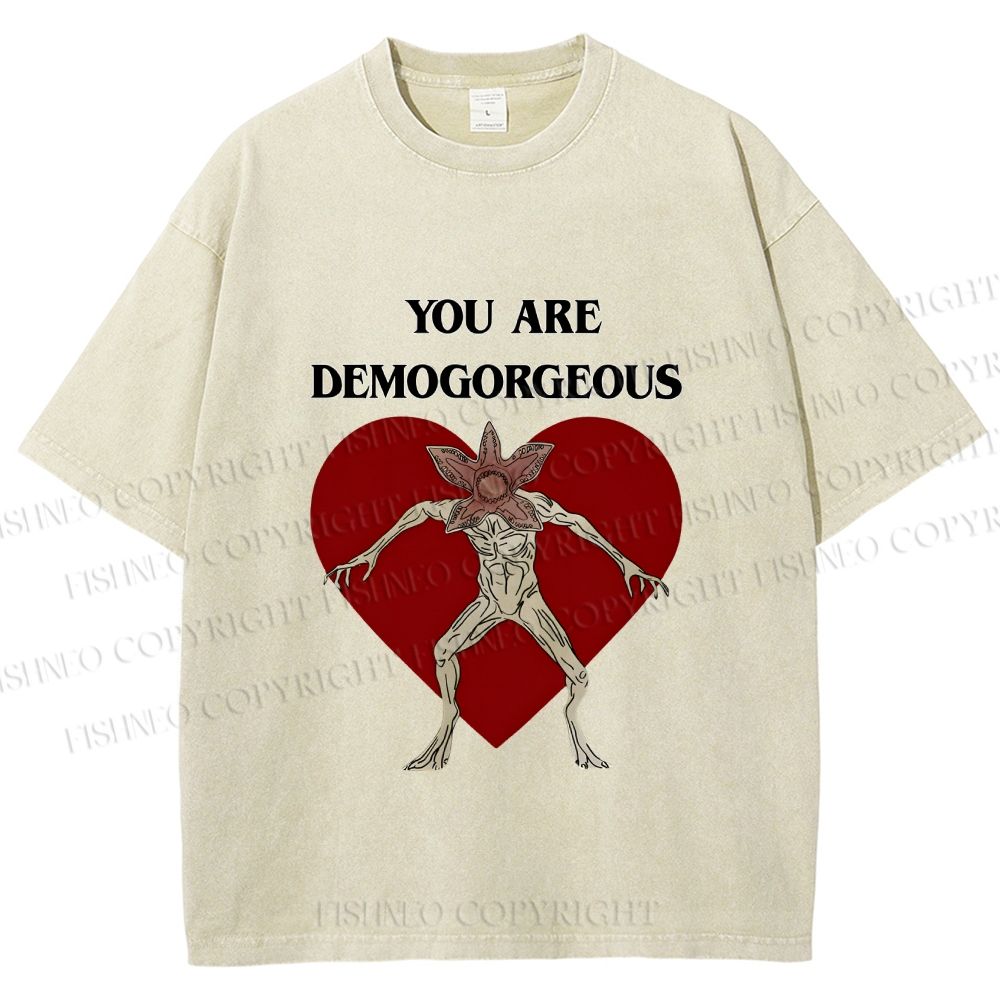 Unisex Stranger Things You Are Demogorgeous Printed Washed Tee