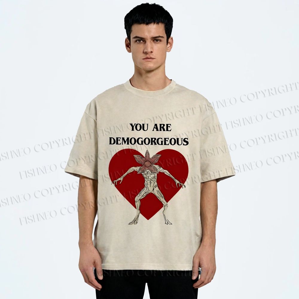 Unisex Stranger Things You Are Demogorgeous Printed Washed Tee