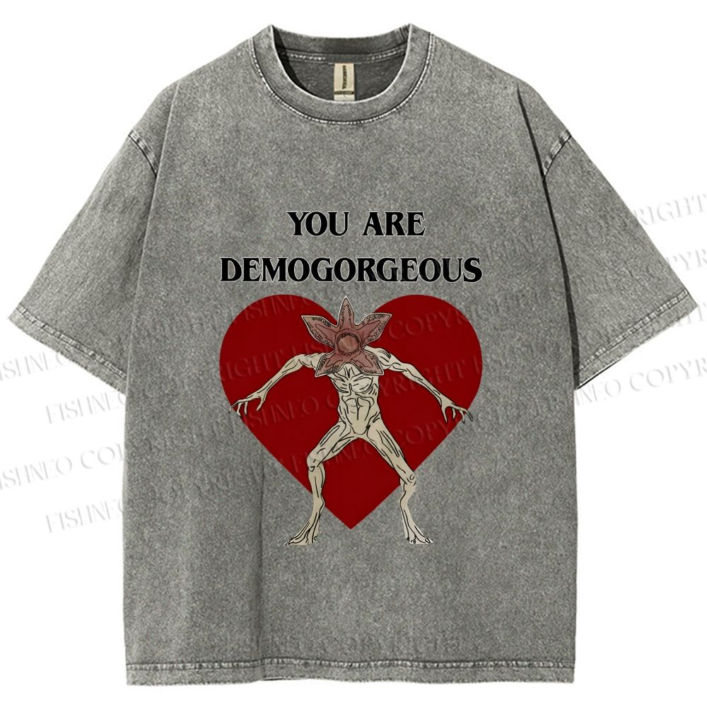Unisex Stranger Things You Are Demogorgeous Printed Washed Tee