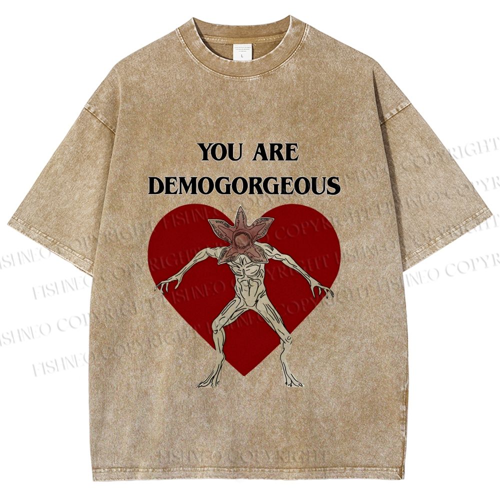 Unisex Stranger Things You Are Demogorgeous Printed Washed Tee