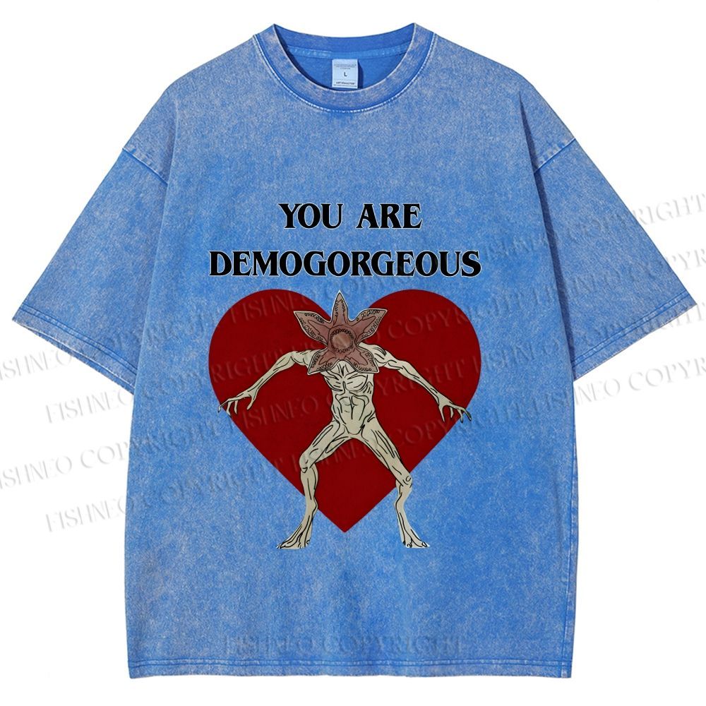 Unisex Stranger Things You Are Demogorgeous Printed Washed Tee