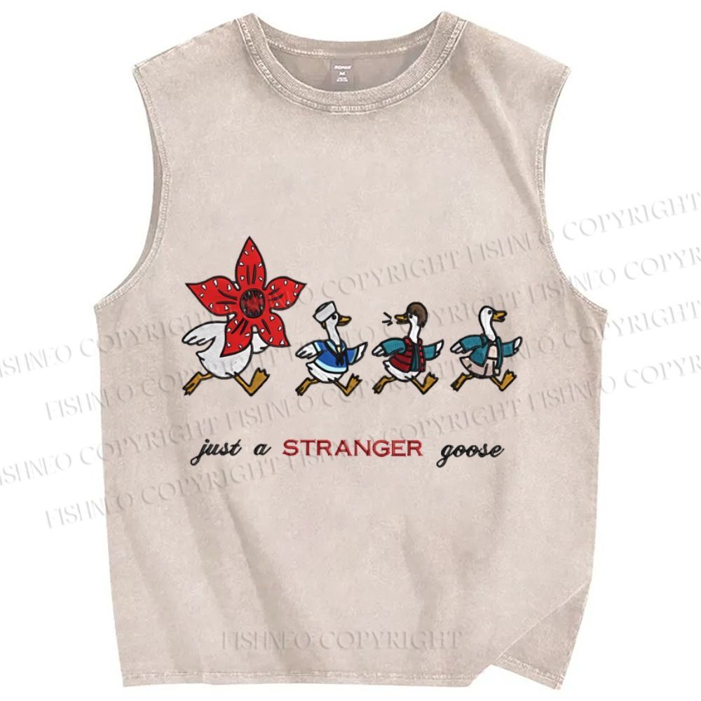 Unisex Just a Stranger Goose Stranger Things Printed Washed Tank Top