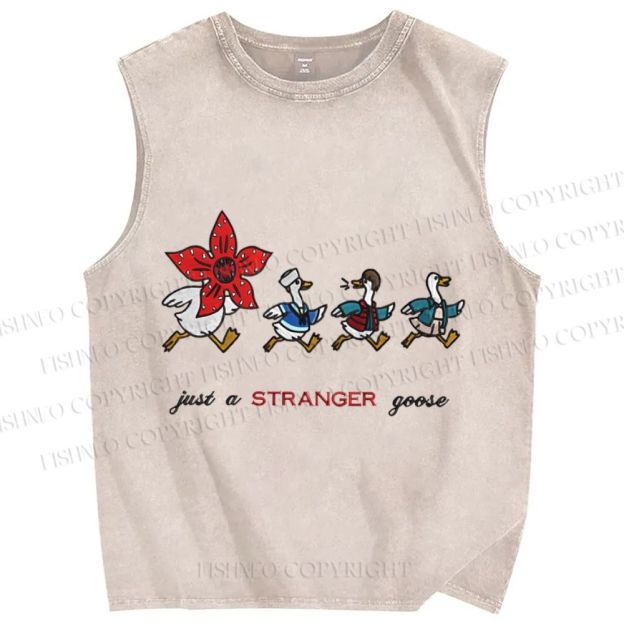 Unisex Just a Stranger Goose Stranger Things Printed Washed Tank Top