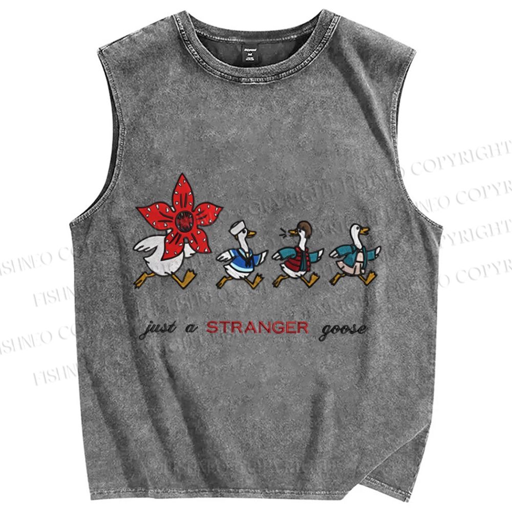 Unisex Just a Stranger Goose Stranger Things Printed Washed Tank Top