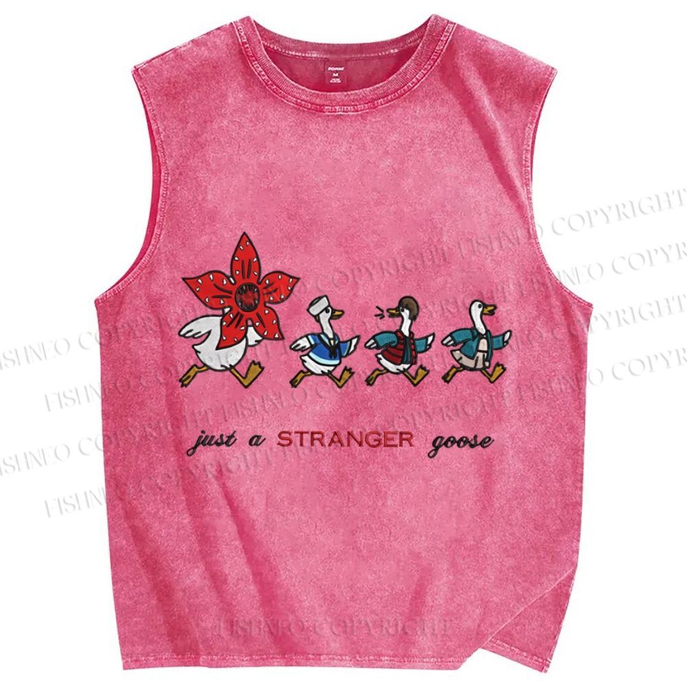 Unisex Just a Stranger Goose Stranger Things Printed Washed Tank Top