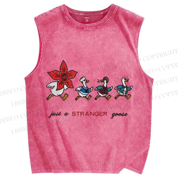 Unisex Just a Stranger Goose Stranger Things Printed Washed Tank Top