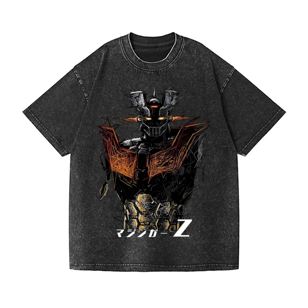 Unisex Mazinger Z Printed Washed Tee
