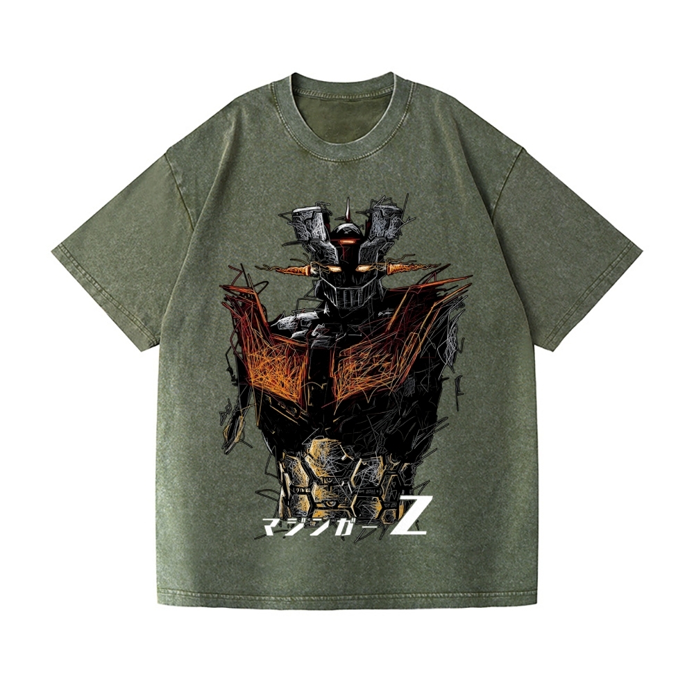Unisex Mazinger Z Printed Washed Tee