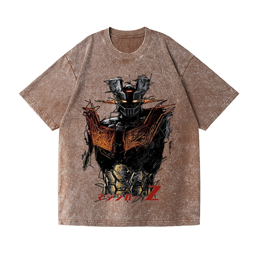 Unisex Mazinger Z Printed Washed Tee