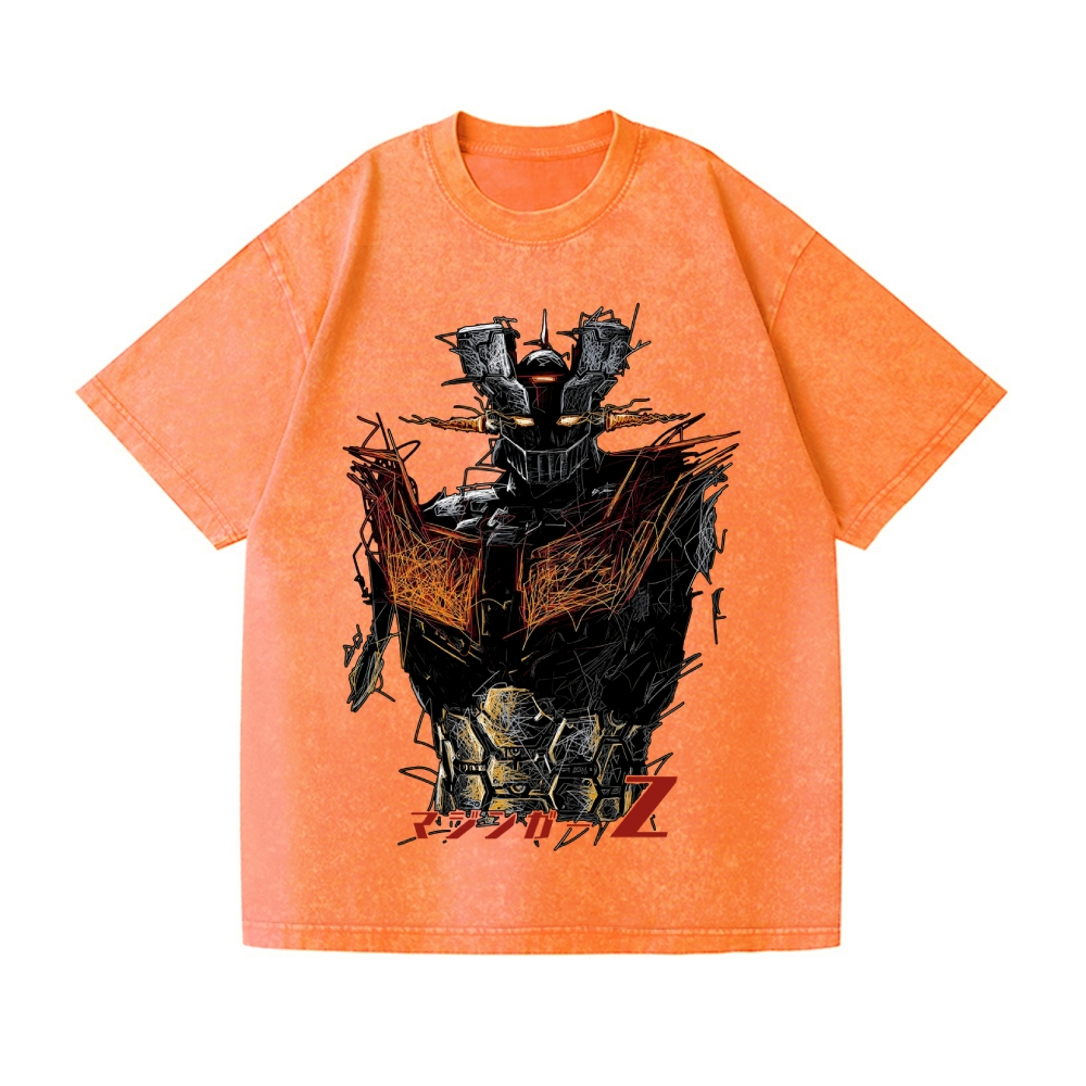 Unisex Mazinger Z Printed Washed Tee