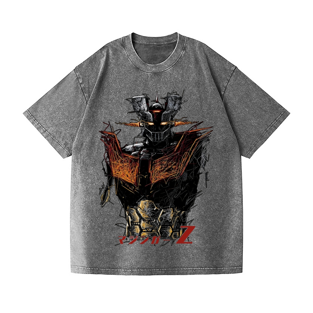Unisex Mazinger Z Printed Washed Tee