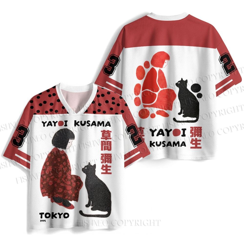 Yayoi Kusama Woman With Black Cat Jersey Shirts