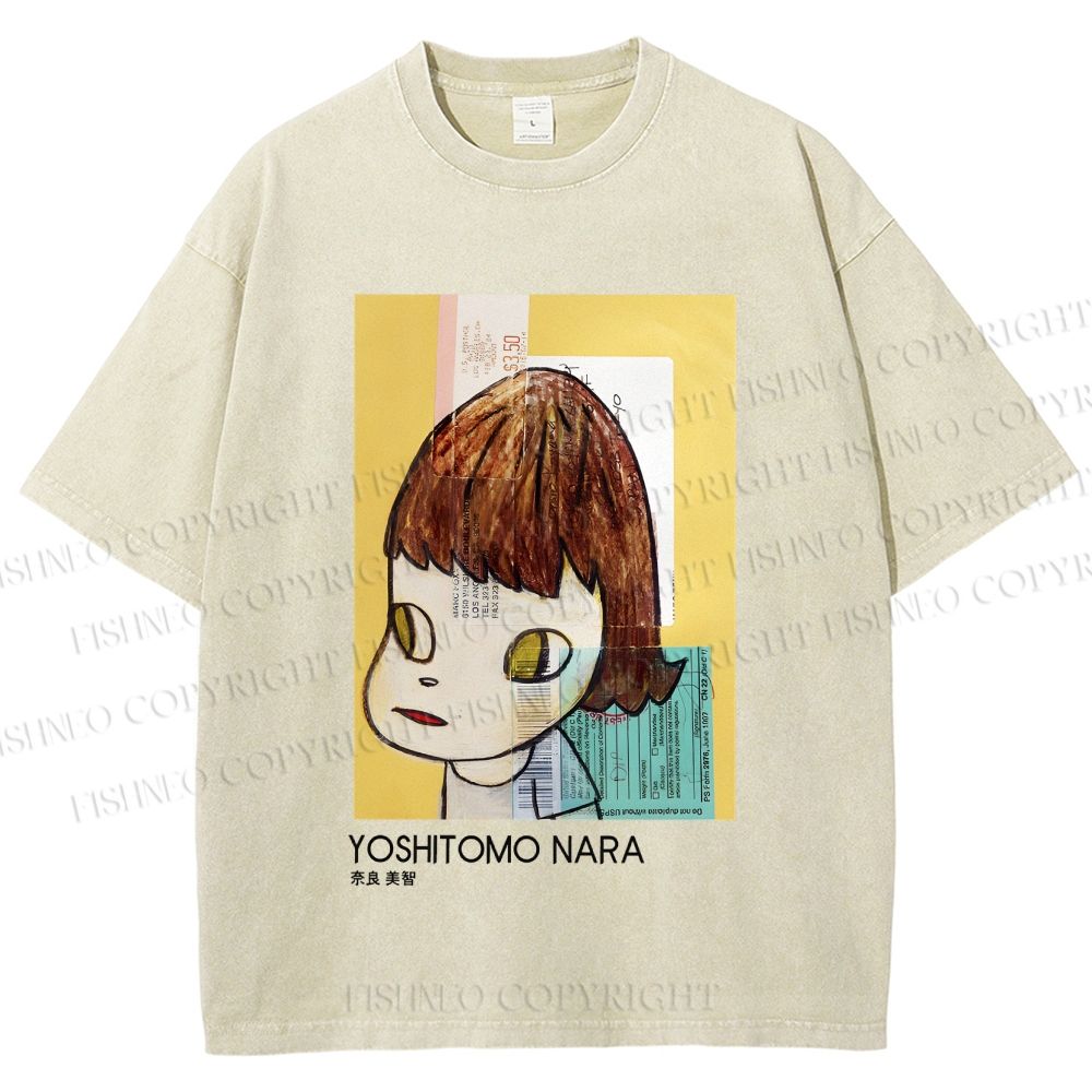 Unisex Yoshitomo Nara Untitled Printed Washed Tee