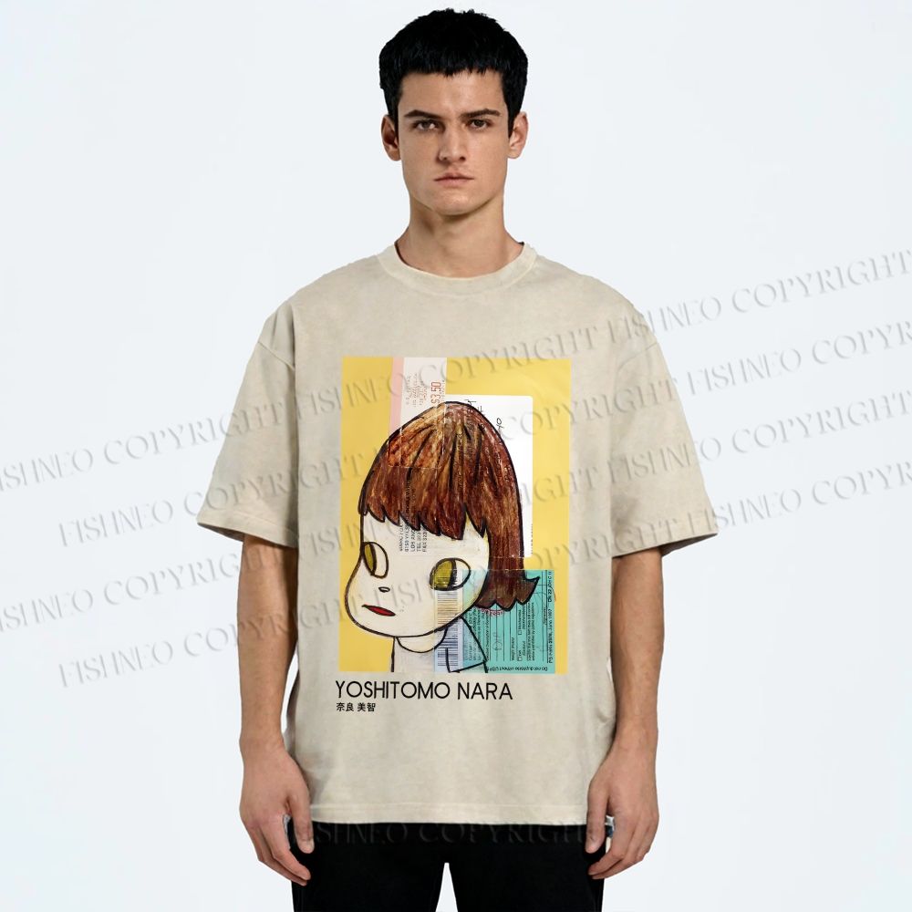 Unisex Yoshitomo Nara Untitled Printed Washed Tee