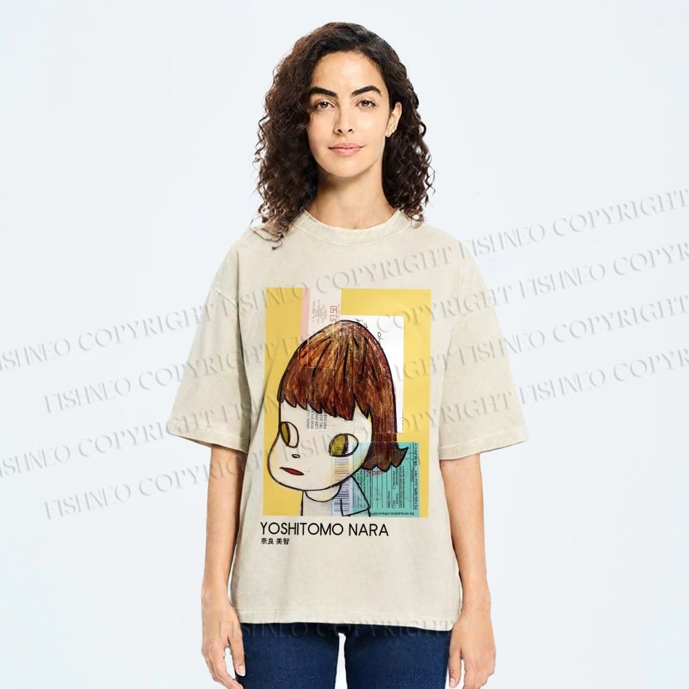 Unisex Yoshitomo Nara Untitled Printed Washed Tee