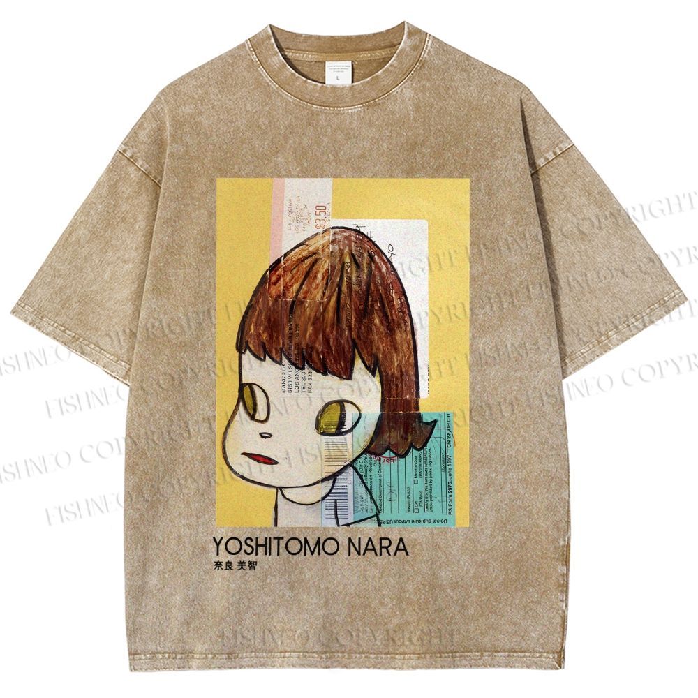 Unisex Yoshitomo Nara Untitled Printed Washed Tee