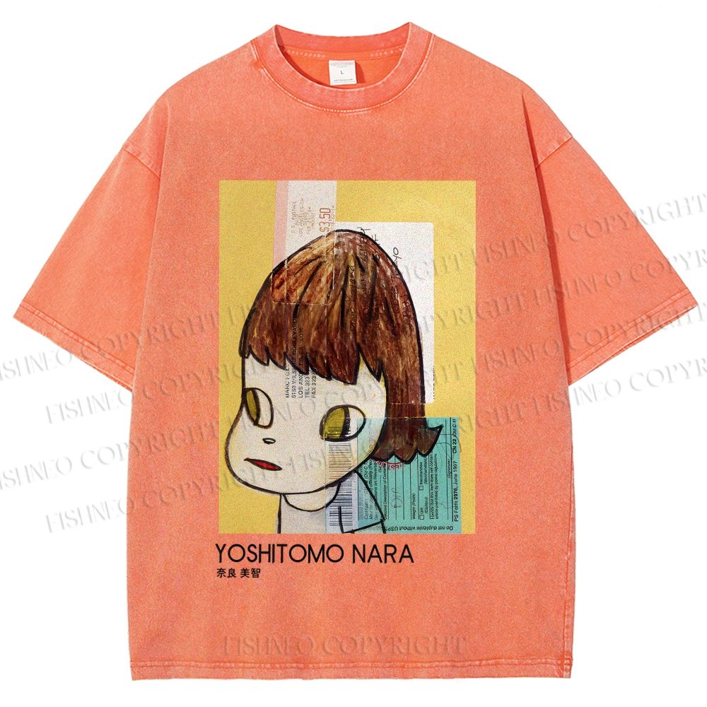 Unisex Yoshitomo Nara Untitled Printed Washed Tee