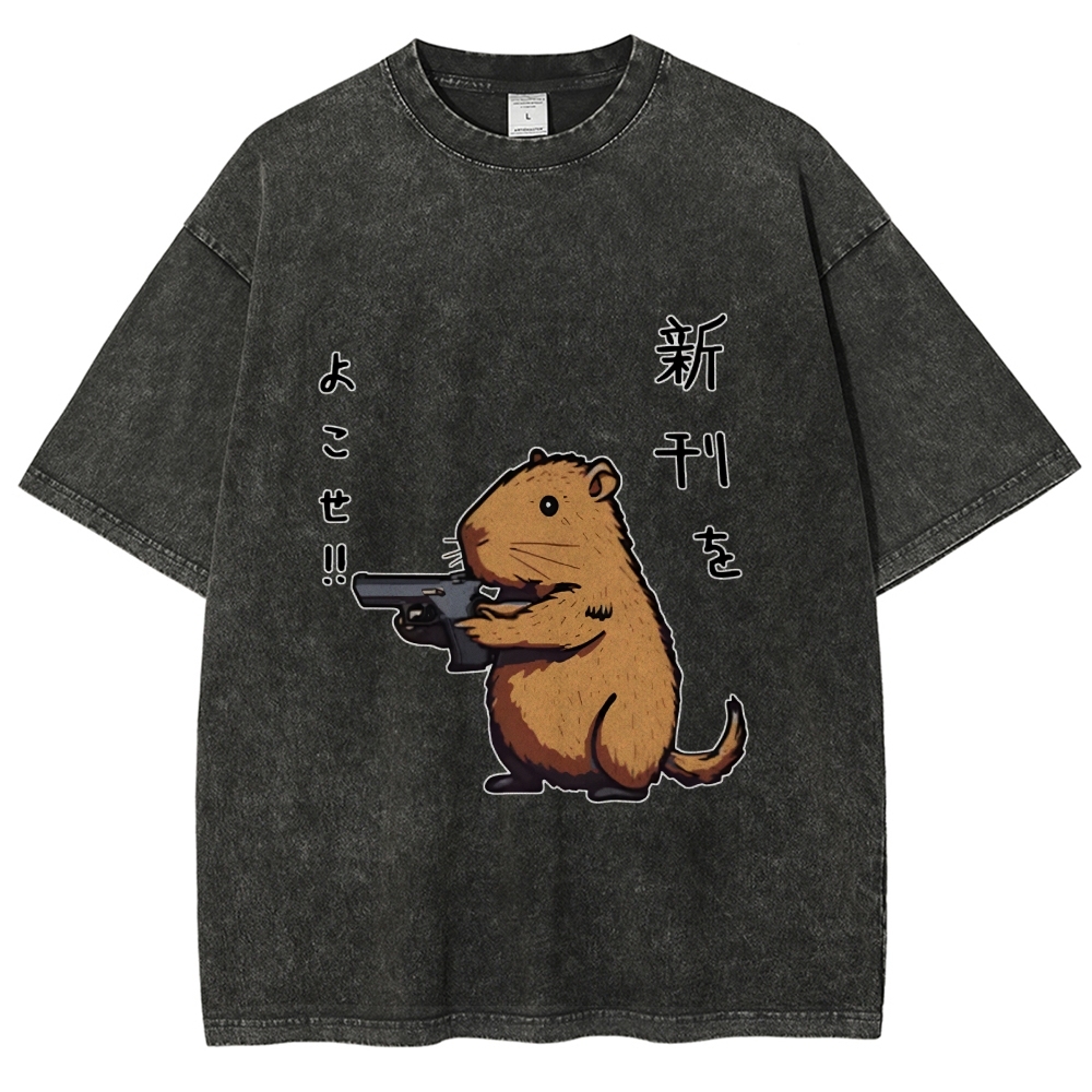 Possum With A Gun Washed T-Shirt