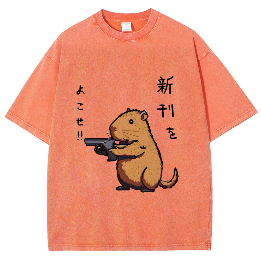 Possum With A Gun Washed T-Shirt
