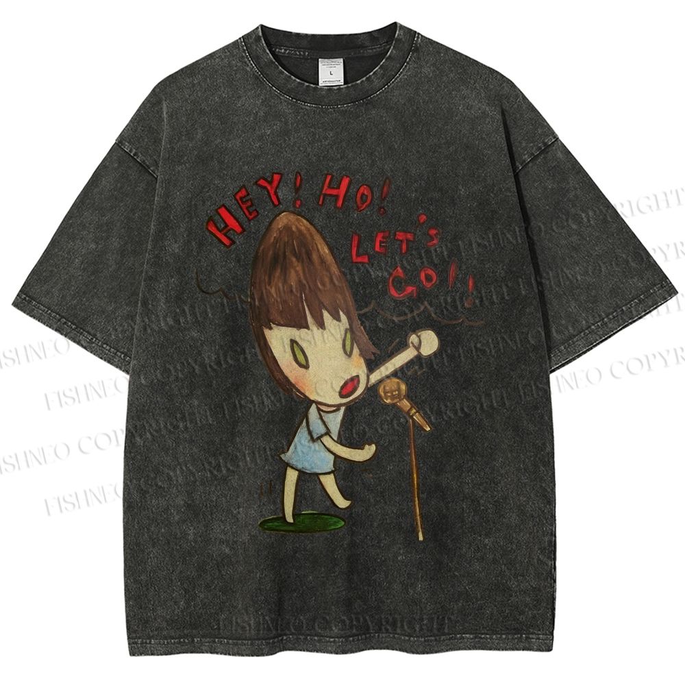 Unisex Yoshitomo Nara Singing Girl Printed Washed Tee