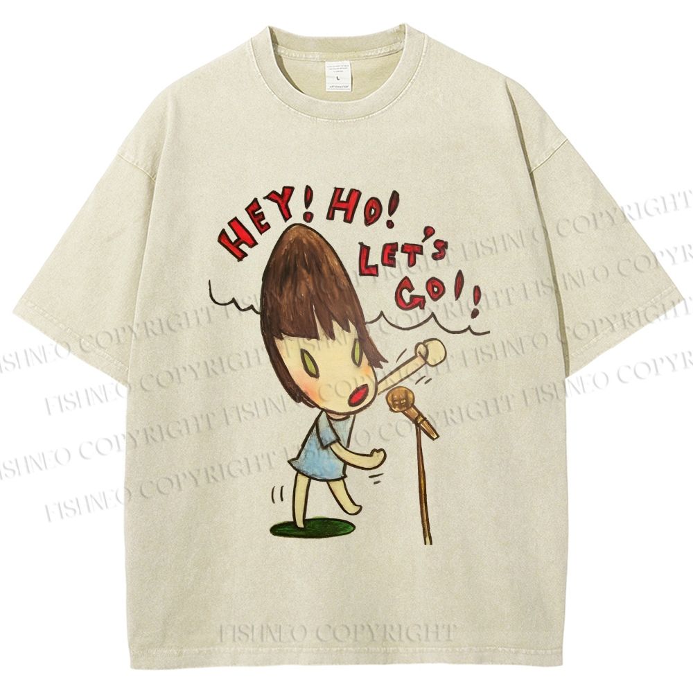 Unisex Yoshitomo Nara Singing Girl Printed Washed Tee