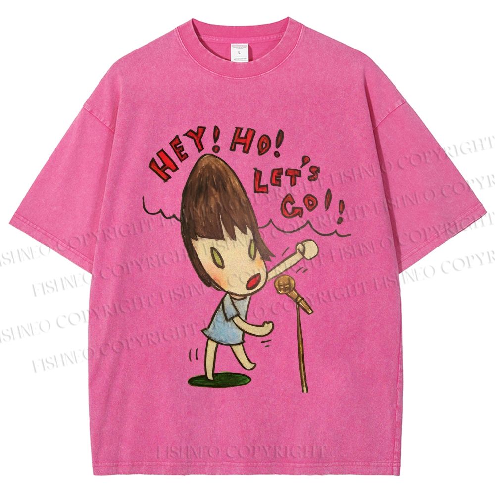 Unisex Yoshitomo Nara Singing Girl Printed Washed Tee