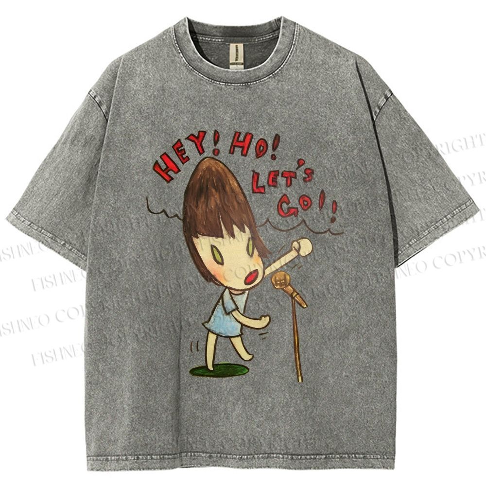 Unisex Yoshitomo Nara Singing Girl Printed Washed Tee
