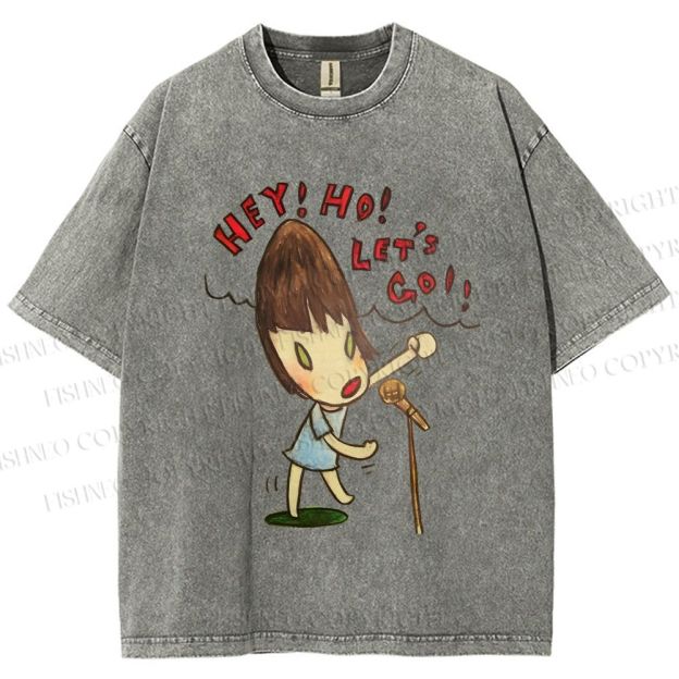 Unisex Yoshitomo Nara Singing Girl Printed Washed Tee