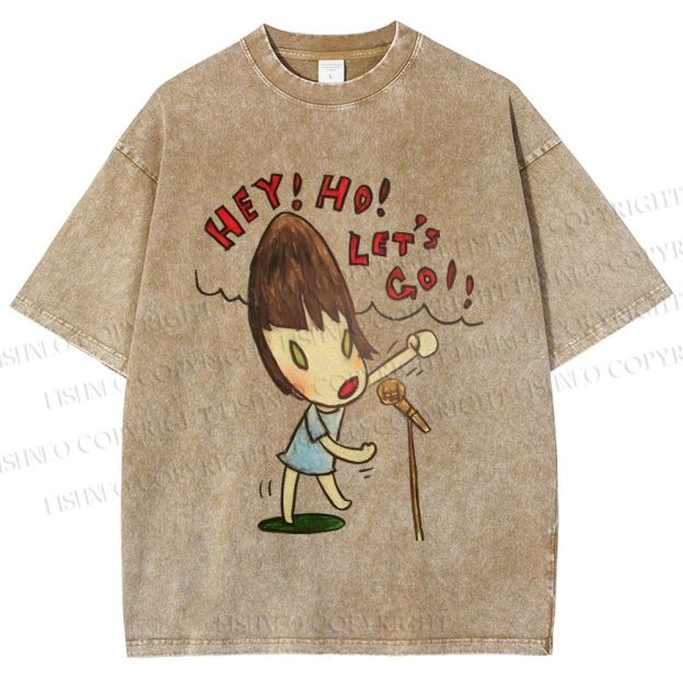 Unisex Yoshitomo Nara Singing Girl Printed Washed Tee