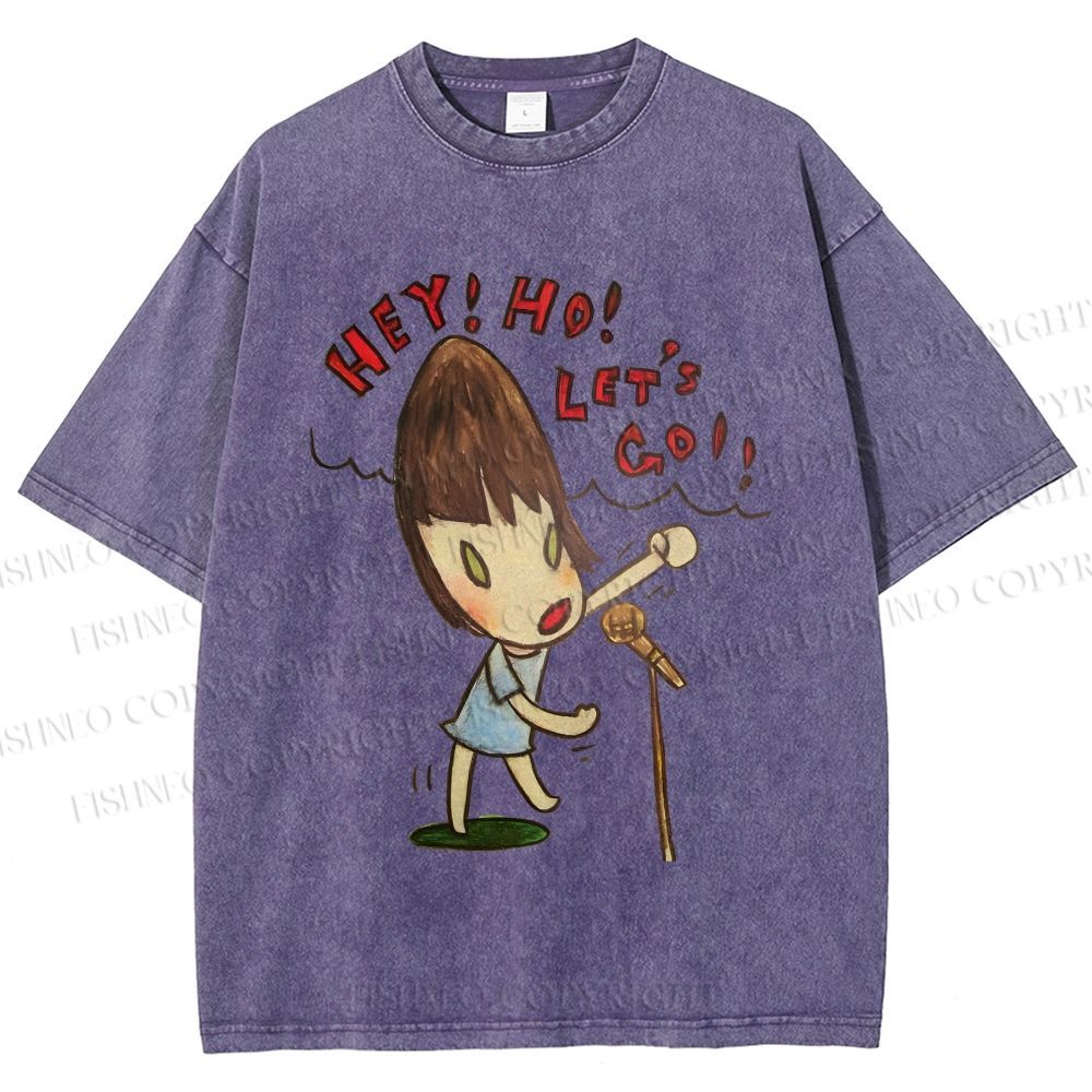 Unisex Yoshitomo Nara Singing Girl Printed Washed Tee