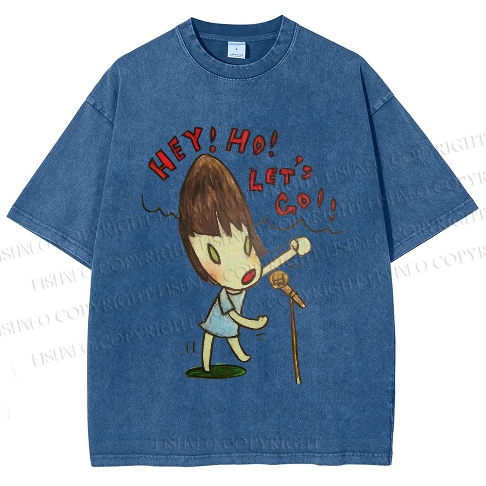 Unisex Yoshitomo Nara Singing Girl Printed Washed Tee
