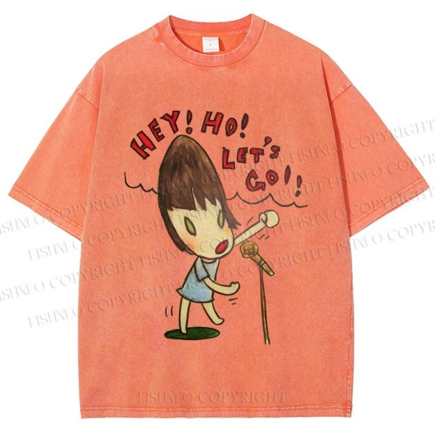 Unisex Yoshitomo Nara Singing Girl Printed Washed Tee
