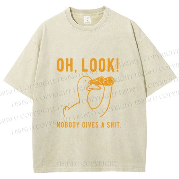 Unisex Oh Look No Body Gives a Shit Goose Printed Washed Tee