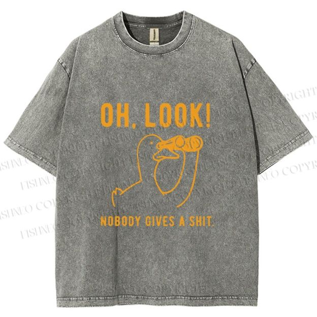 Unisex Oh Look No Body Gives a Shit Goose Printed Washed Tee