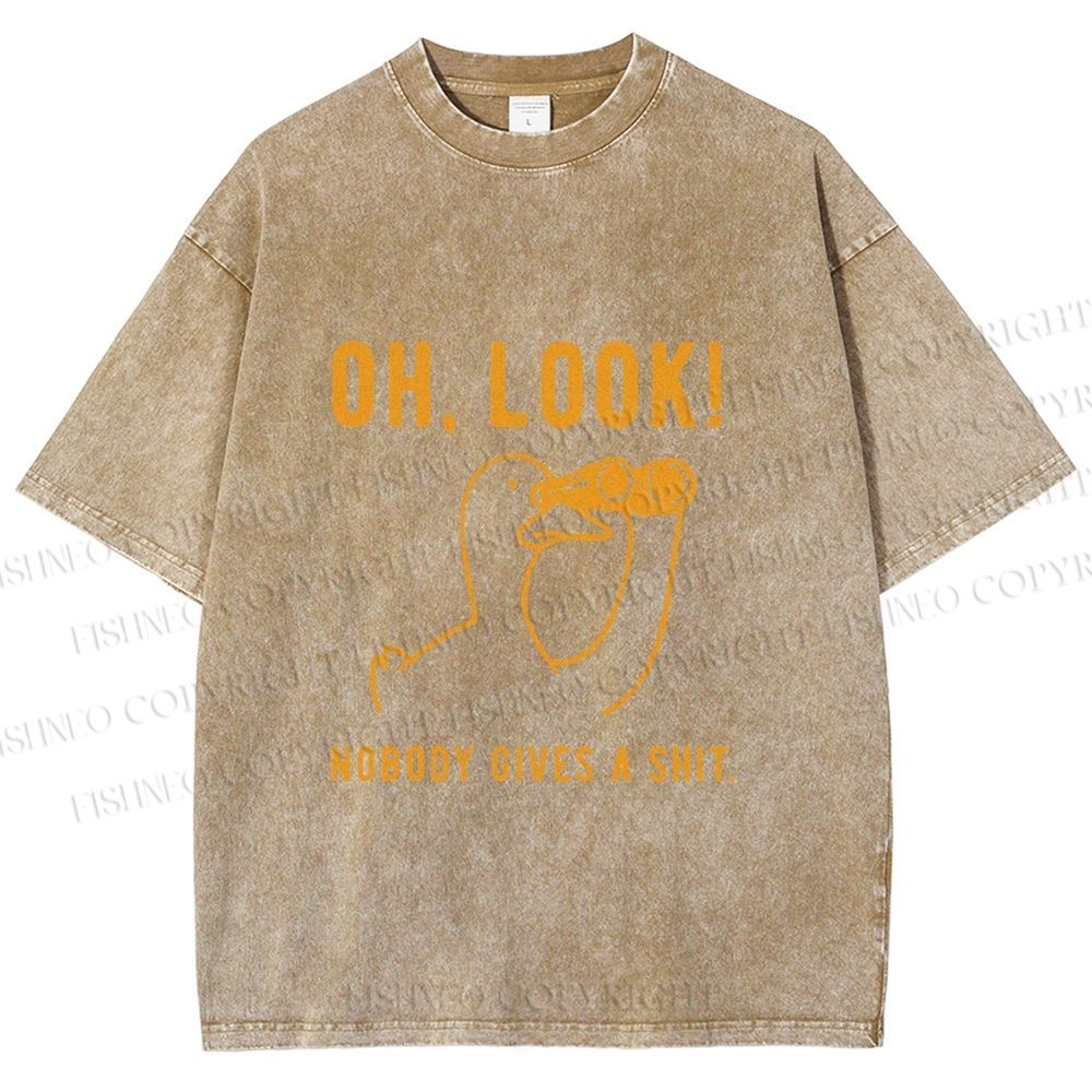 Unisex Oh Look No Body Gives a Shit Goose Printed Washed Tee