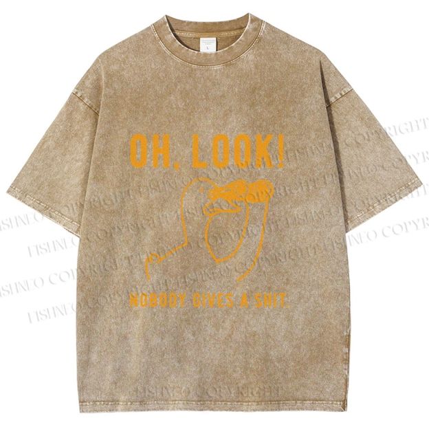 Unisex Oh Look No Body Gives a Shit Goose Printed Washed Tee