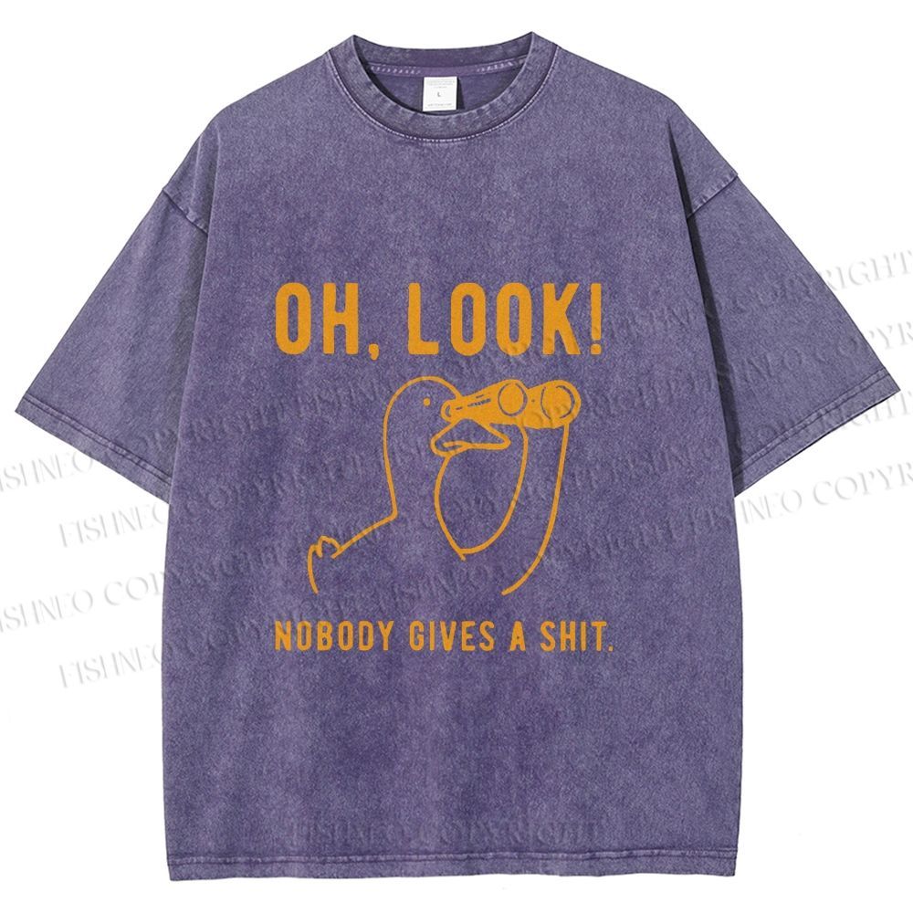 Unisex Oh Look No Body Gives a Shit Goose Printed Washed Tee