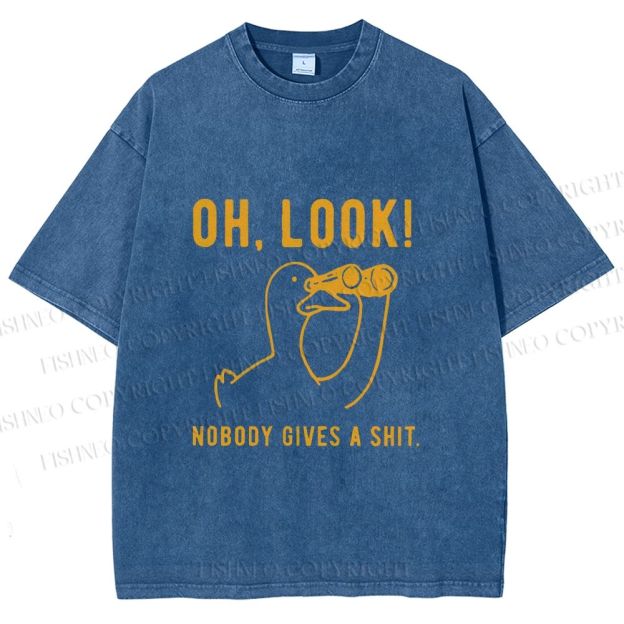 Unisex Oh Look No Body Gives a Shit Goose Printed Washed Tee