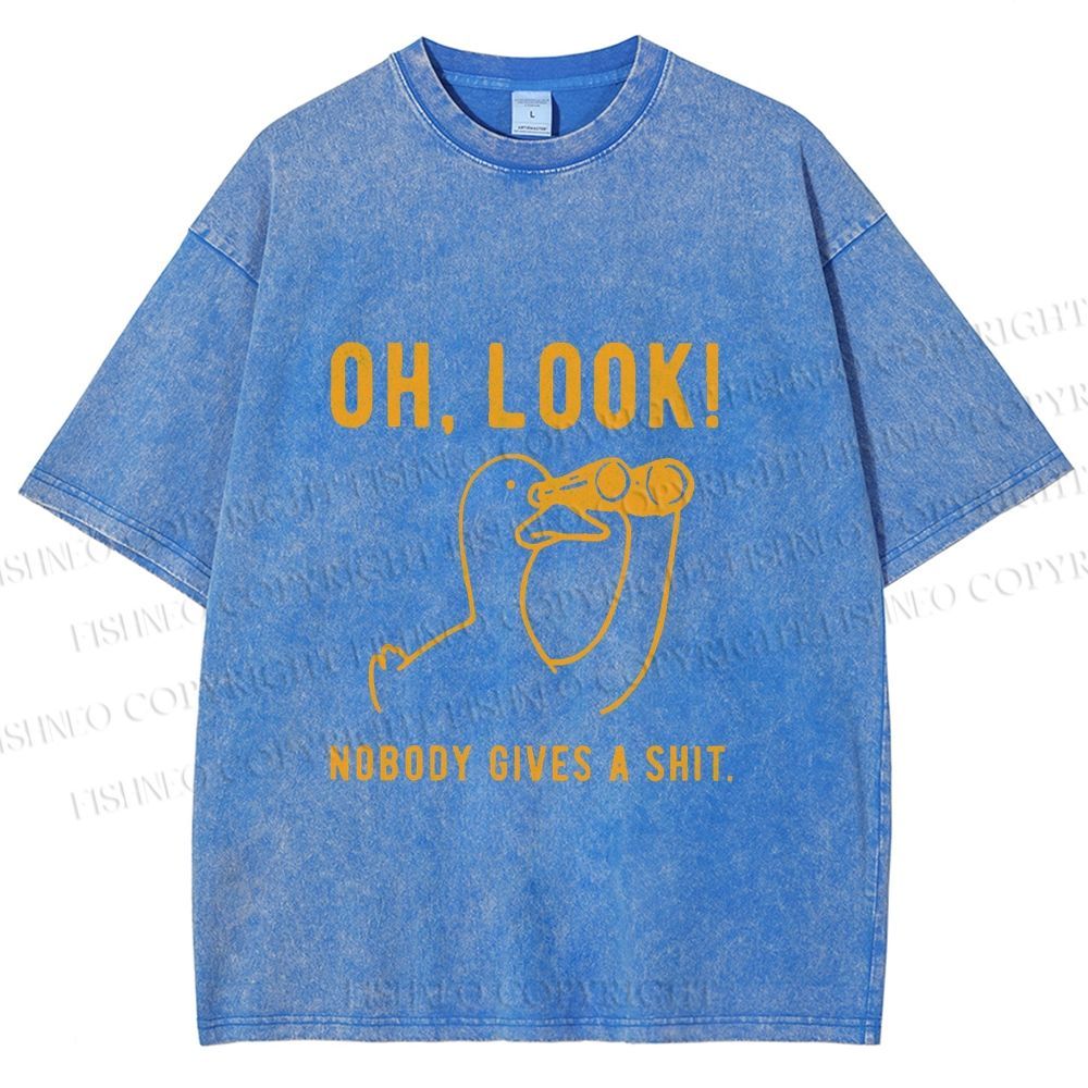Unisex Oh Look No Body Gives a Shit Goose Printed Washed Tee
