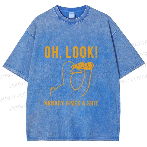 Unisex Oh Look No Body Gives a Shit Goose Printed Washed Tee